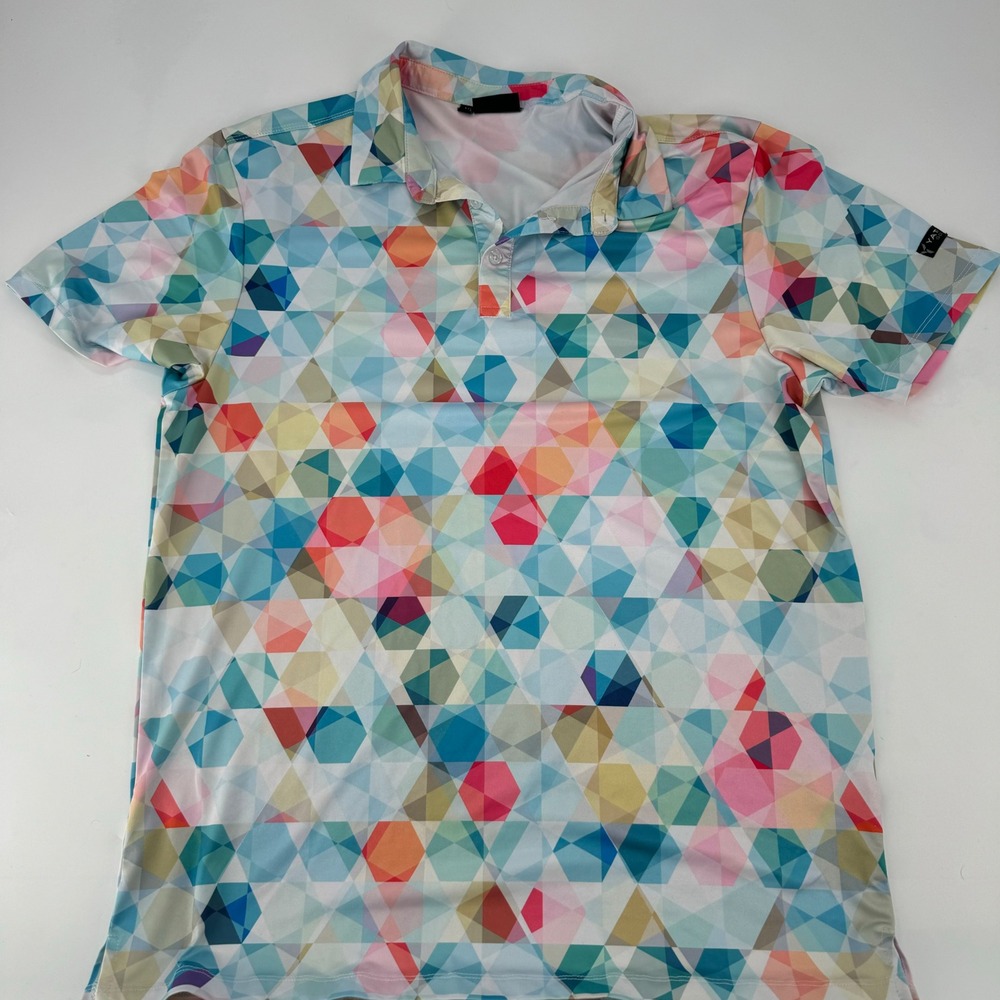 Yatta Golf Polo Shirt Mens Size‎ M Geometric Print Short Sleeve Collared